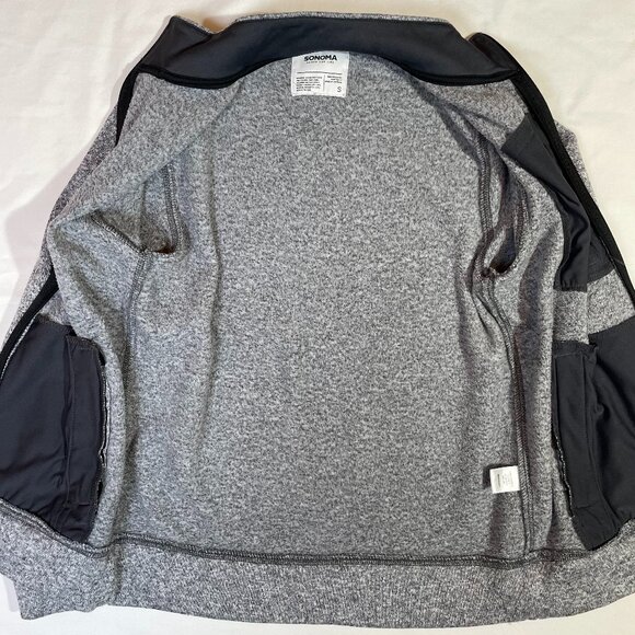 Sonoma Mens Size S Knit Fleece Full Zip Jacket Marled Gray Mock Neck Pockets - Picture 4 of 11